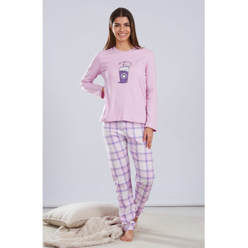 Pijama mujer cuello redondo Café BELTY Malva