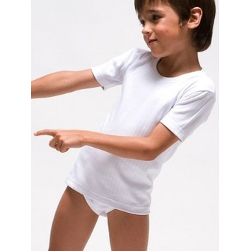 Camiseta niño termal manga corta felpado algodón RAPIFE Blanco