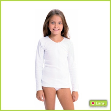 Camiseta niña manga larga Algodón térmico LARA Blanco