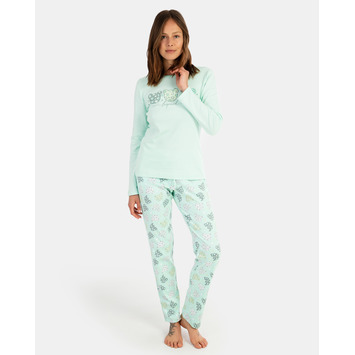 Pijama mujer algodón leopardo Massana Verde