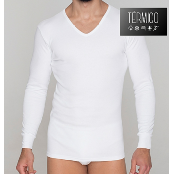 Camiseta hombre manga larga pico térmica FERRY'S Blanco