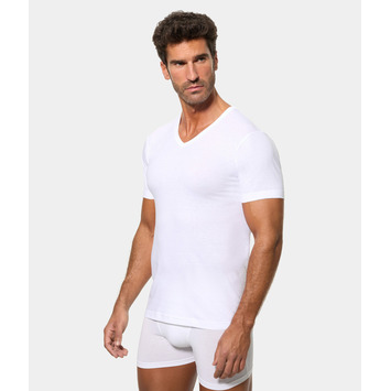 Camiseta hombre M/C pico algodón Abanderado Blanco