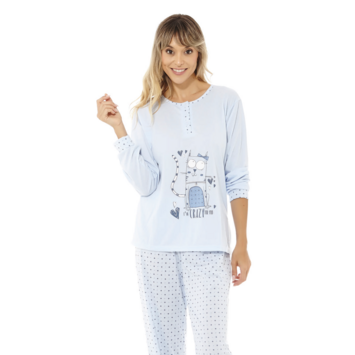 Pijama mujer algodón verano gato FINDEL Azul