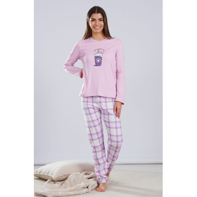 Pijama mujer cuello redondo Café BELTY Malva