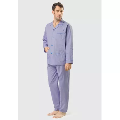 Pijama hombre tela algodón Cuadro EL Búho NOCTURNO Azul