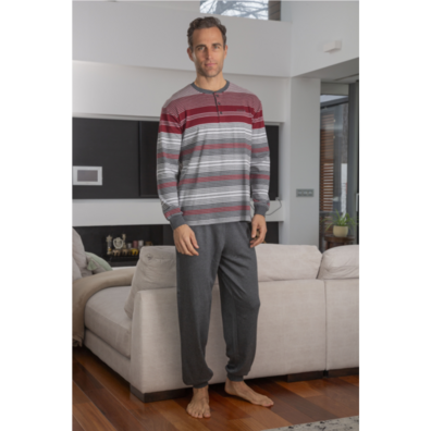 Pijama hombre puño Listado Mushler Gris