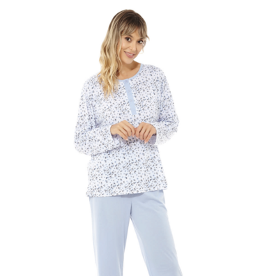 Pijama mujer algodòn verano estampado FINDEL Celeste