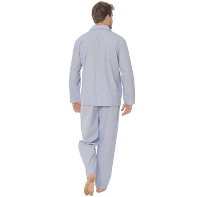 Pijama hombre clásico liso popelín marga larga abierto BUHO NOCTURNO Gris