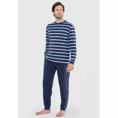 Pijama hombre algodón tapeta EL Búho NOCTURNO Marino