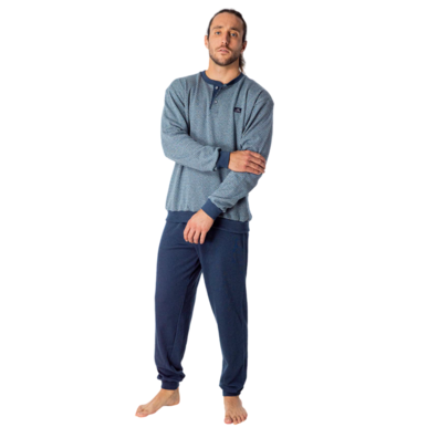 Pijama hombre invierno puño Espiga DORMEN Azul