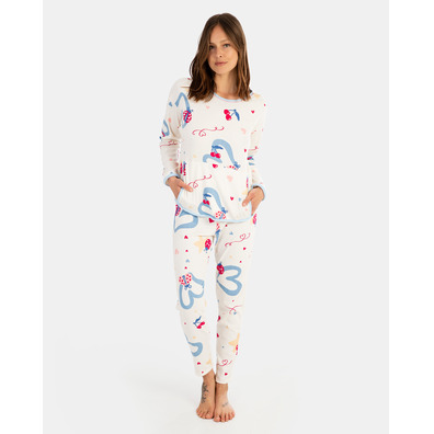 Pijama mujer mariquitas Massana Crema