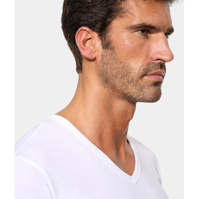 Camiseta hombre M/C pico algodón Abanderado Blanco