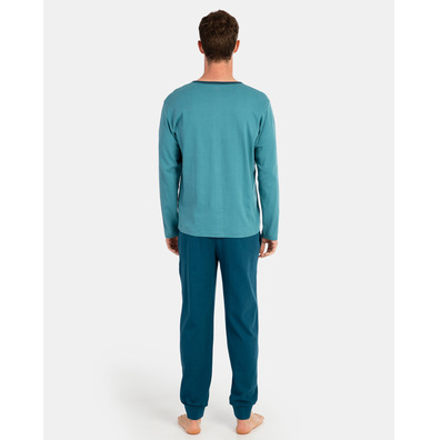 Pijama hombre algodón puño  Massana Azul/Verde