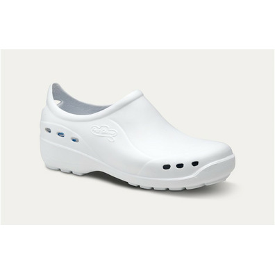 zueco laboral cerrado velcro shoes feliz caminar Blanco